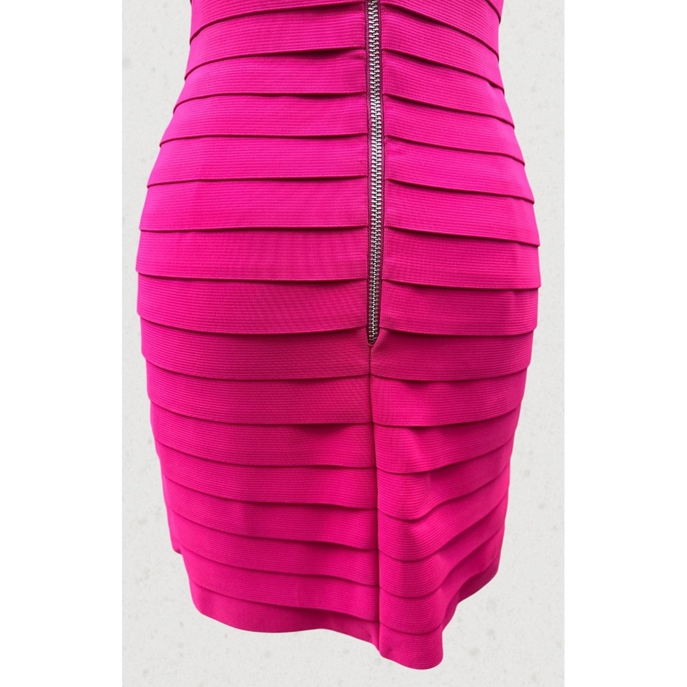 Sherri Hill Hot Pink Bandage Dress Size 4 Beaded Rhinestone Cocktail Prom Party - Picture 11 of 16